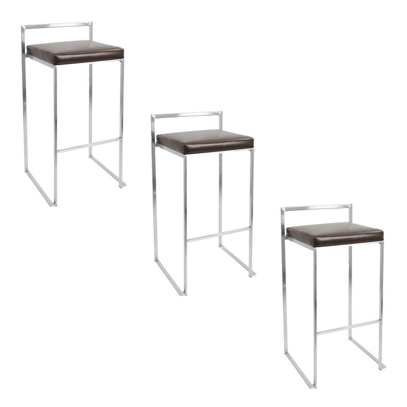 Silver Orchid Forrest Stainless Steel Stackable Fully Welded Bar Stool (Set of 3)