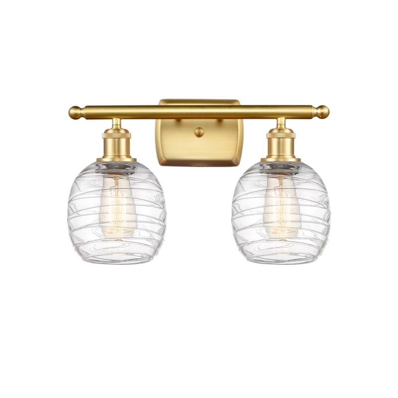 Innovations Lighting 516-2W-11-16 Belfast Vanity Belfast 2 Light 16" - Satin Gold / Deco Swirl