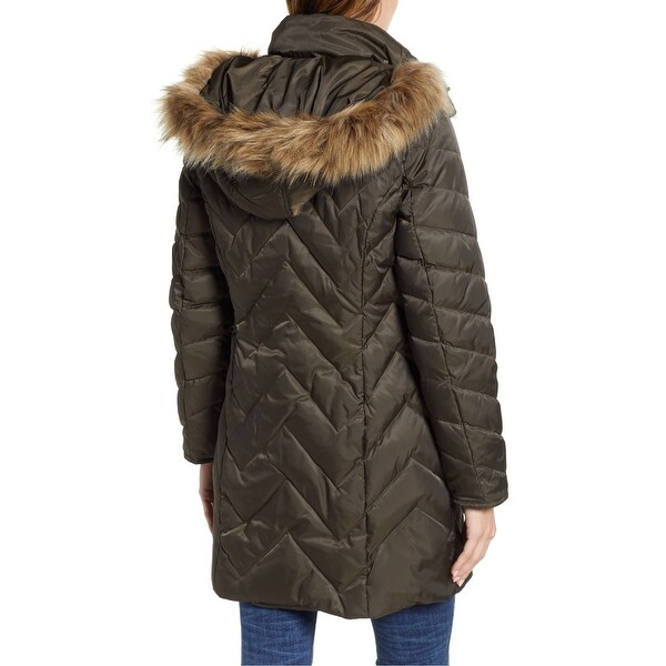 Marc New York Matte Satin Chevron Faux Fur Trim Coat 2024 coccolo .ar