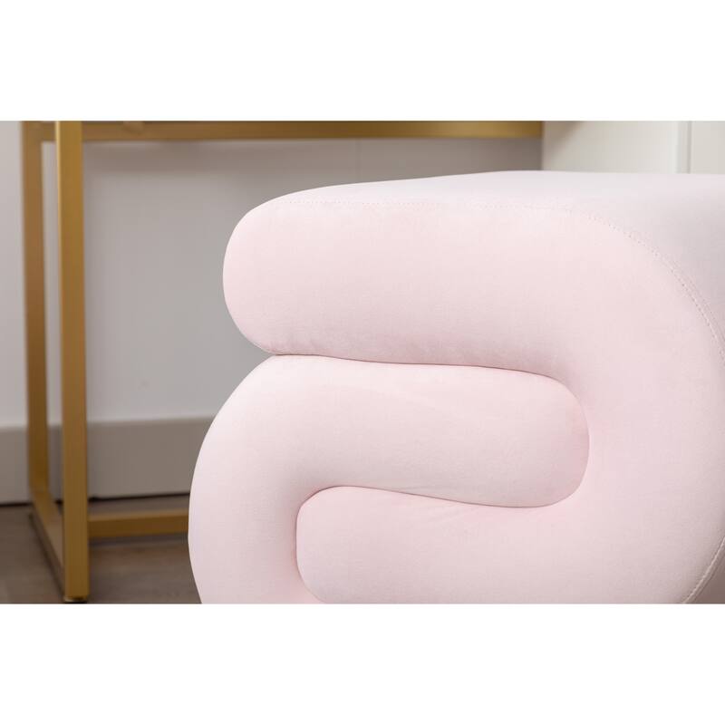 Modern S-shape Fabric Ottoman Makeup Stool Footstool