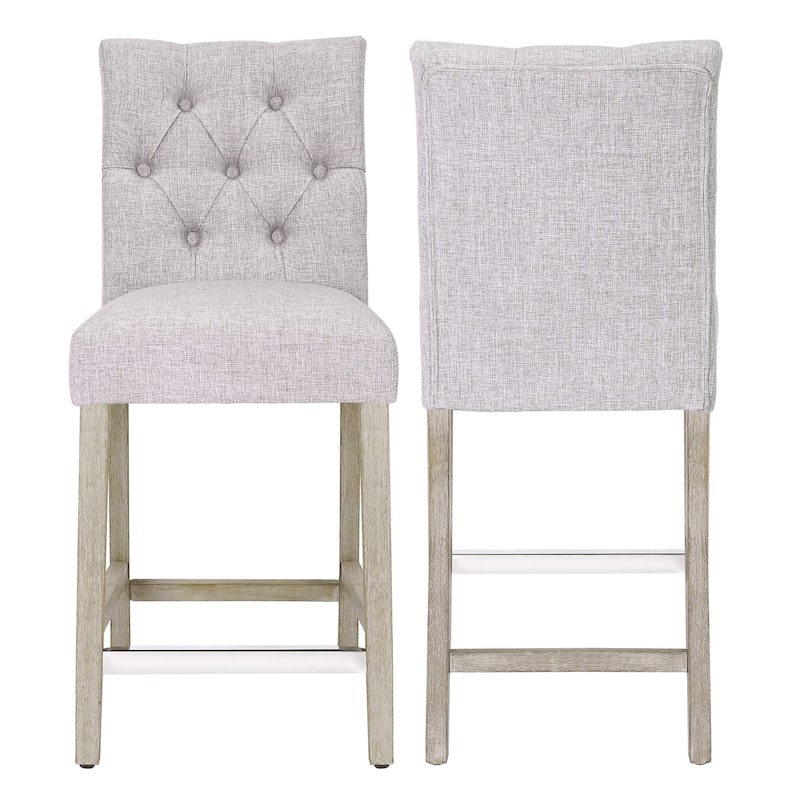 Carter 24" Classic Button Tufted Counter Stool Gray Finish (Set of 2)