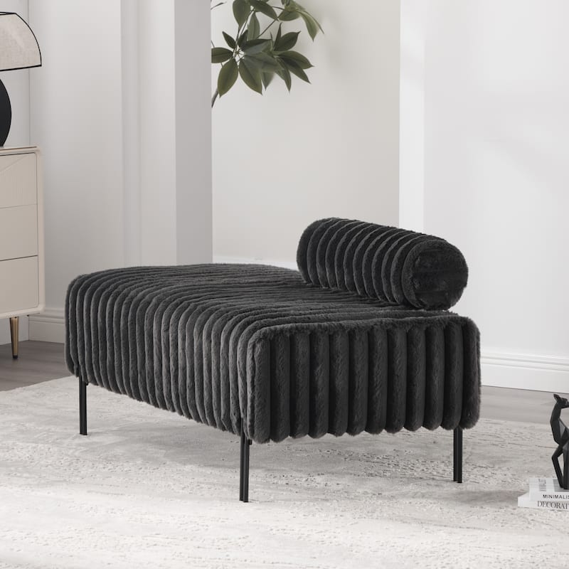 49.6"W Oversized Modern Upholstered Bench Ottoman with Metal Legs