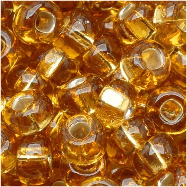 Czech Seed Beads 6/0 Amber Light Topaz Silver Lined (1 oz). Opens flyout.