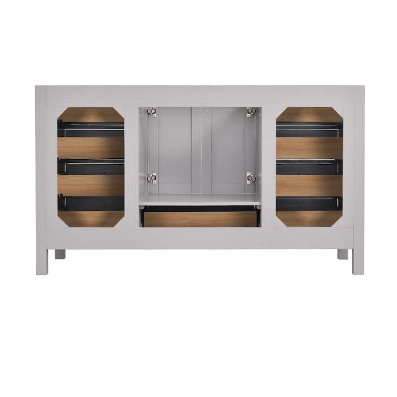 StarrySky 60 inch Undermount Single Sink Bathroom Vanity with Engineered Carrara Marble Top