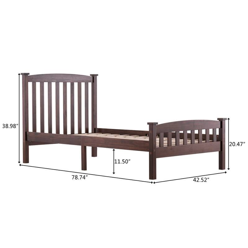 Classic Panel Bed Vertical Strip with Headboard Brown - Twin