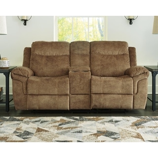 Huddle-Up Contemporary Double Rec Loveseat w/Console, Moss
