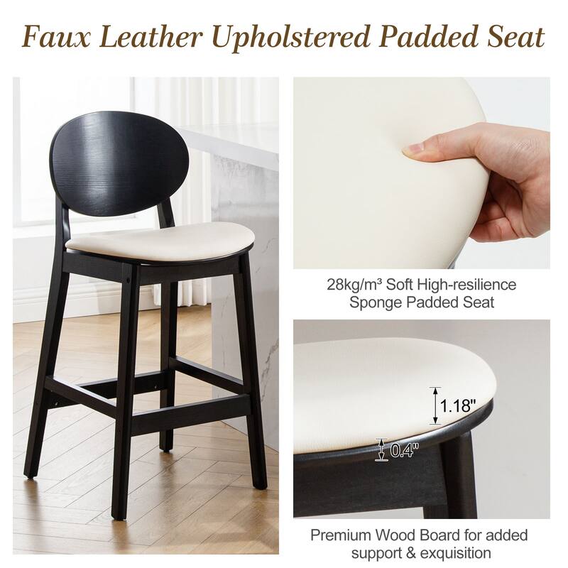 26-Inch Upholstered Wood Counter Stool/ Barstools - 37.4"H x 17.3"W x 18.7"D
