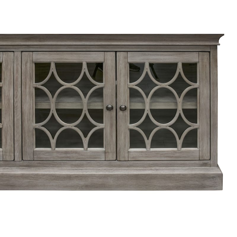 Rustic 72" Four Door TV Console, Entertainment Stand, Wood Accent Cabinet, Fully Assembled, White