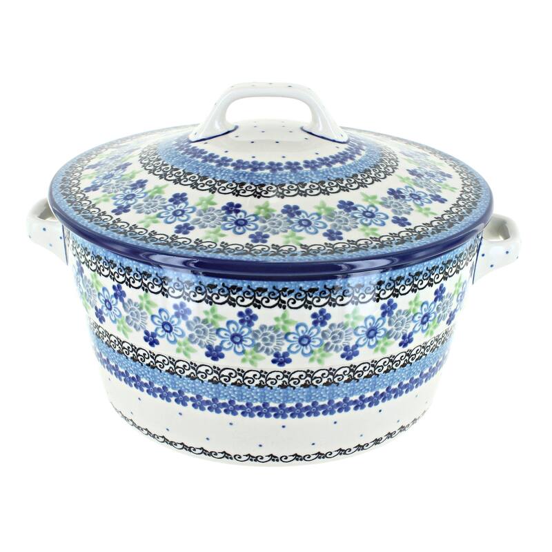 Blue Rose Polish Pottery 278 Ceramika Artystyczna Covered Round Baker - Eliza