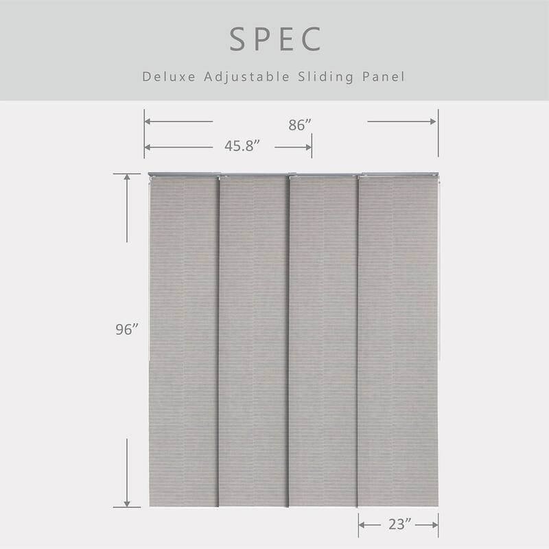GoDear Design Natural Woven Adjustable Sliding Panel Track Blinds, Vertical Blinds, Timeless Series, 45.8"- 86" W x 96" L