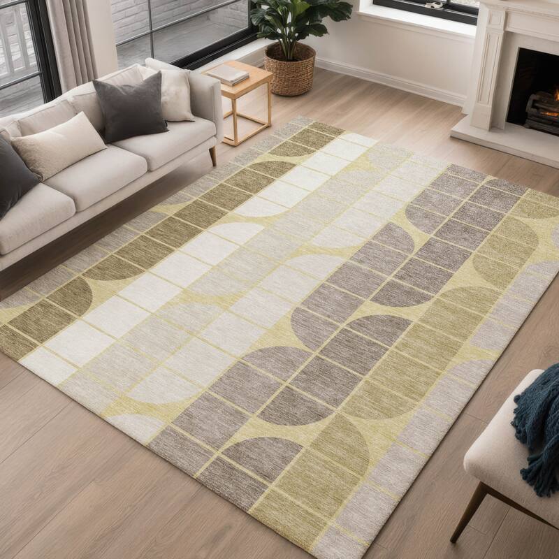 Machine Washable Indoor/ Outdoor Modern Finch Chantille Rug