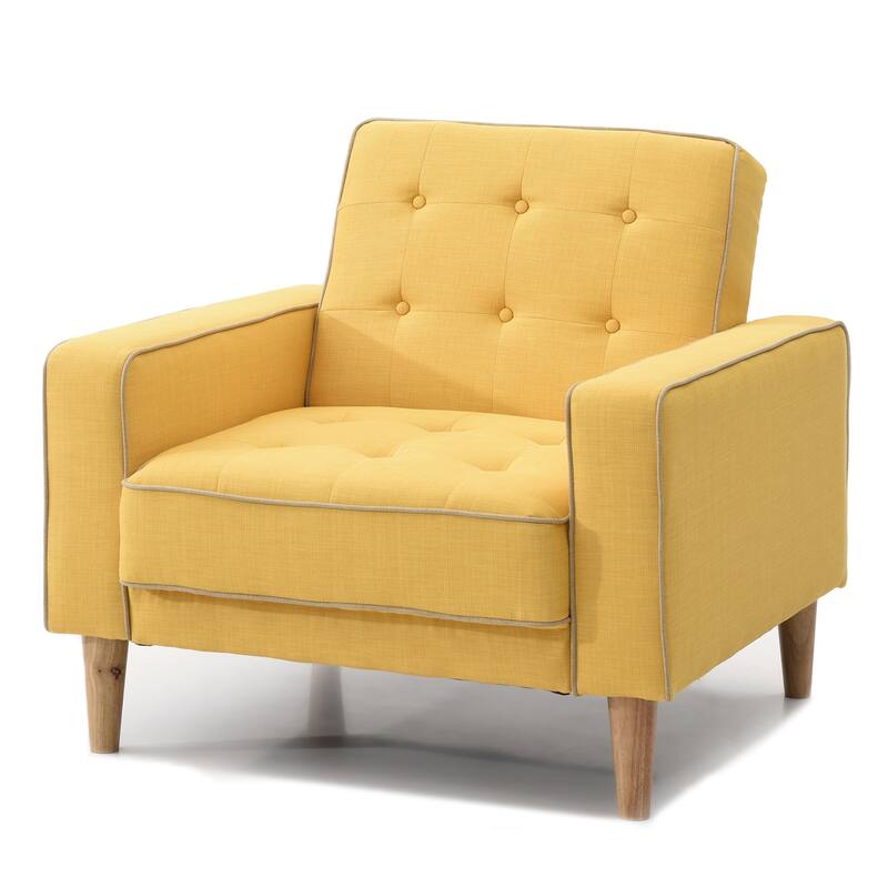 Tufted Accent Chair with Sleeper Conversion - 36" - Yellow