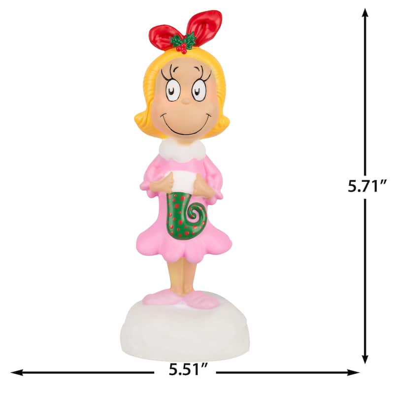 Lighted Blow Mold Decor-Cindy Lou Who w/Stocking-14"-Dr. Seuss