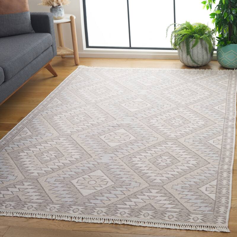 SAFAVIEH Prairie Ason Modern & Contemporary Cotton Rug - 4' x 6' - Beige/Ivory