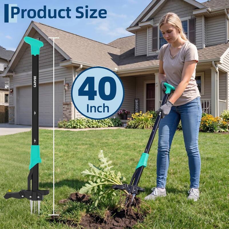 Gardening Hand Weeding Tool, 4-Claw Stand Up Weed Puller for Garden, Lawn Care