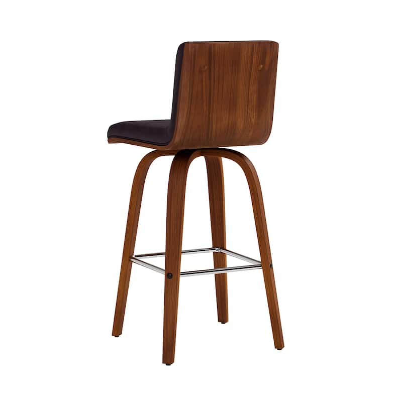 Skara Mid-Century Swivel Counter Stool, Upholstered Counter Height Chair with Bentwood Legs