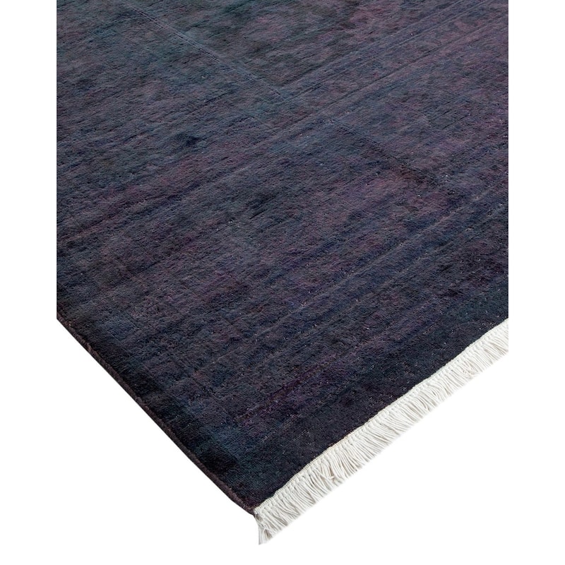 Overton Hand Knotted Wool Vintage Inspired Modern Contemporary Overdyed Purple Area Rug - 9' 3" x 12' 5"