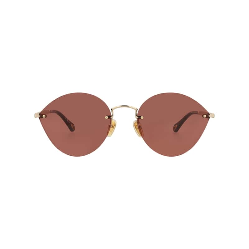 Chloé Cat Eye-Frame Metal Sunglasses - Gold Gold Red - Multi - Red Lens