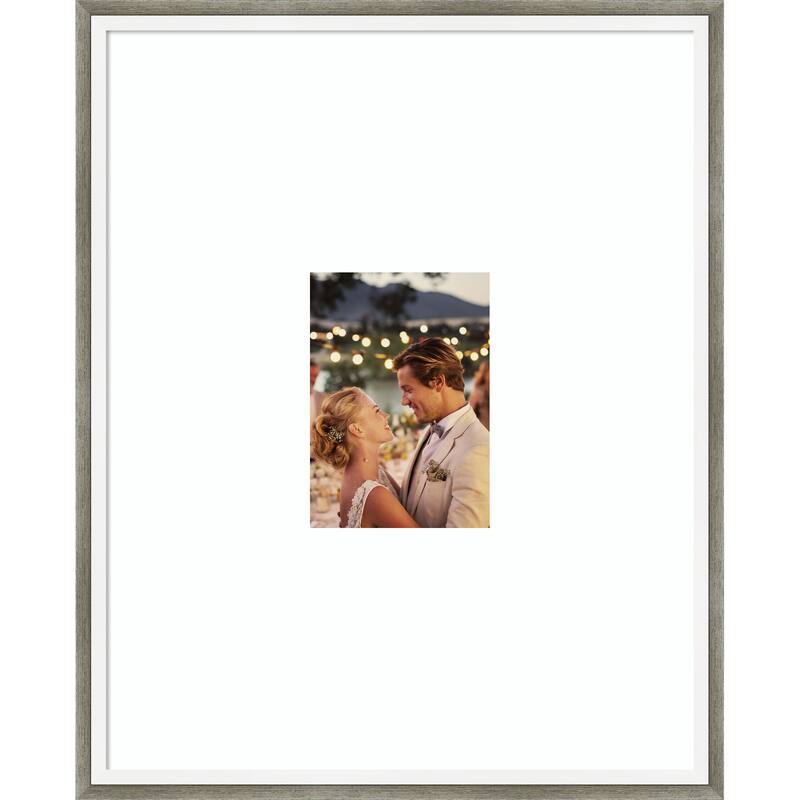 Lucie Black Framed Picture Frame, Photo Frame - 16x20 Matted White 5x7 - Lucie Silver White