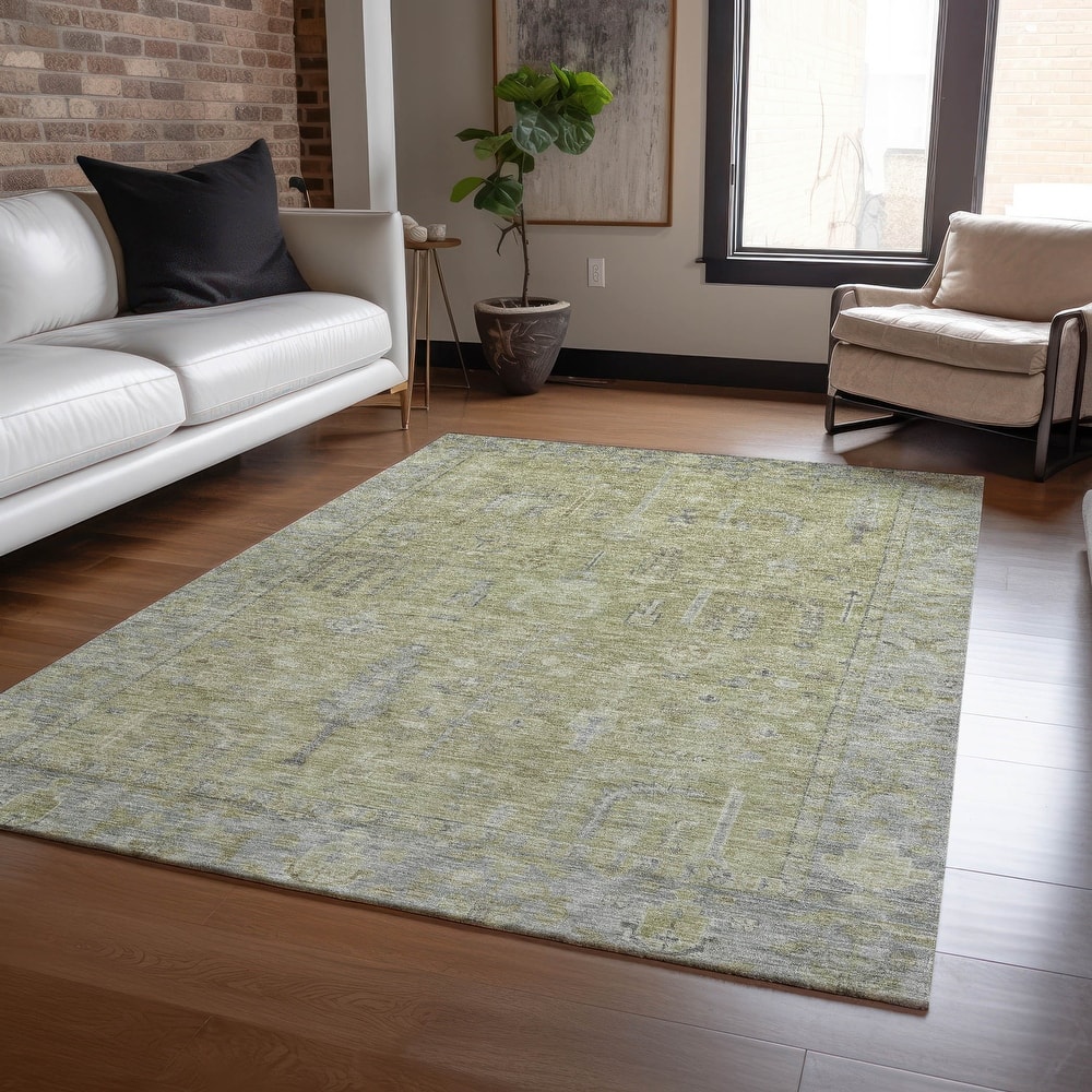 Machine Washable Indoor/ Outdoor Distressed Traditional Chantille Rug