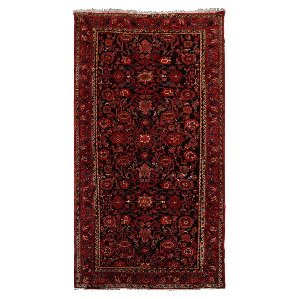 5'8''x10'6'' Hand Knotted Wool Midnight Blue Malayer Traditional Rug - 5' 8'' x 10' 6''