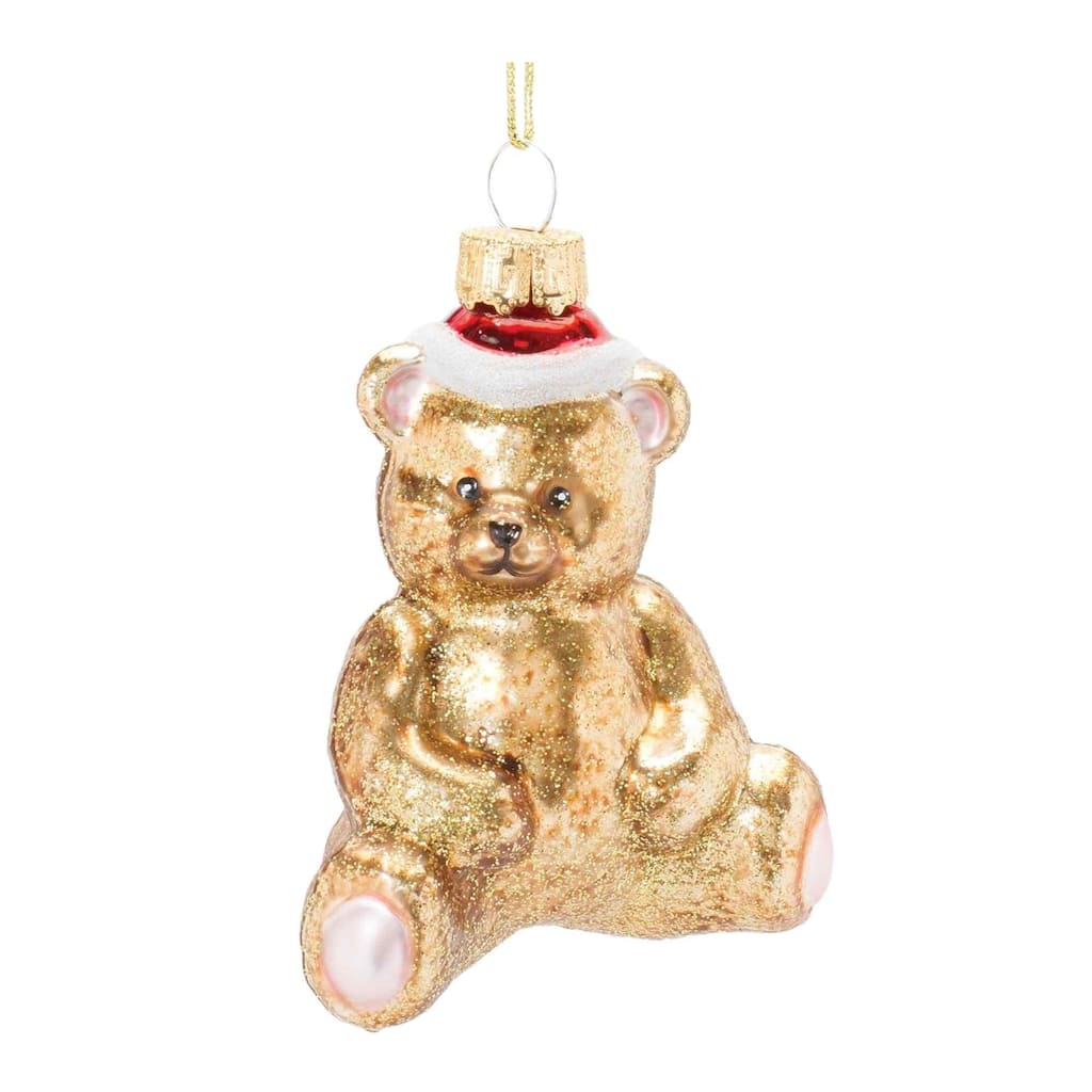 Club Pack of 12 Gold & Red Glass Teddy Bear Christmas Ornaments 3.75"