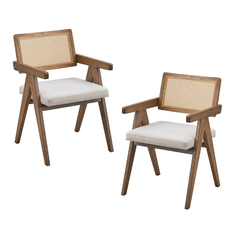Mid Century Kitchen Chairs Wooden Frame Upholstered Dining Chairs Set of 2