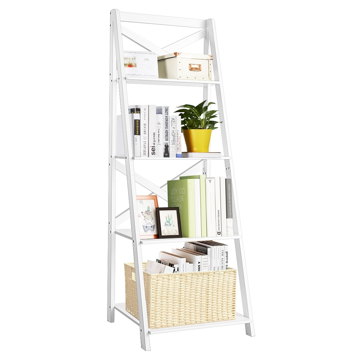Costway 1PC/2PCS Ladder Shelf 4-Tier Bookshelf Bookcase Storage