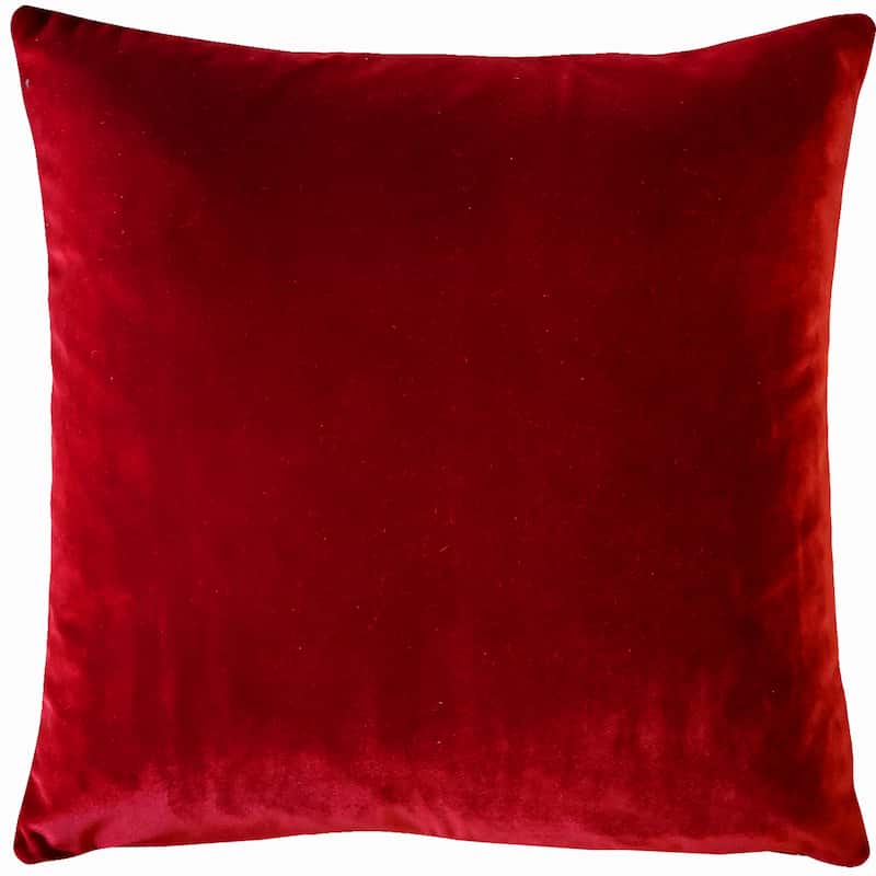 Pillow Decor Castello Soft Velvet Throw Pillows (3 Sizes, 18 Colors) - 20" x 20" - Feather Down - Red