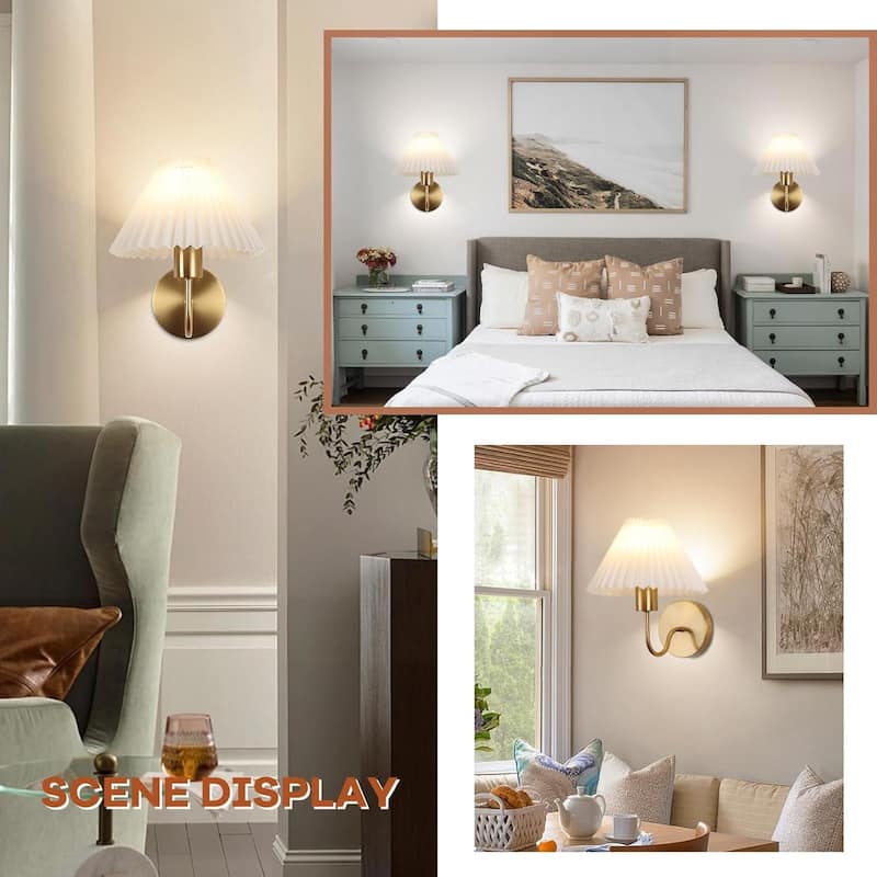 Sets of 2 wall light gold vanity light metal, fabric, acrylic kitchen light