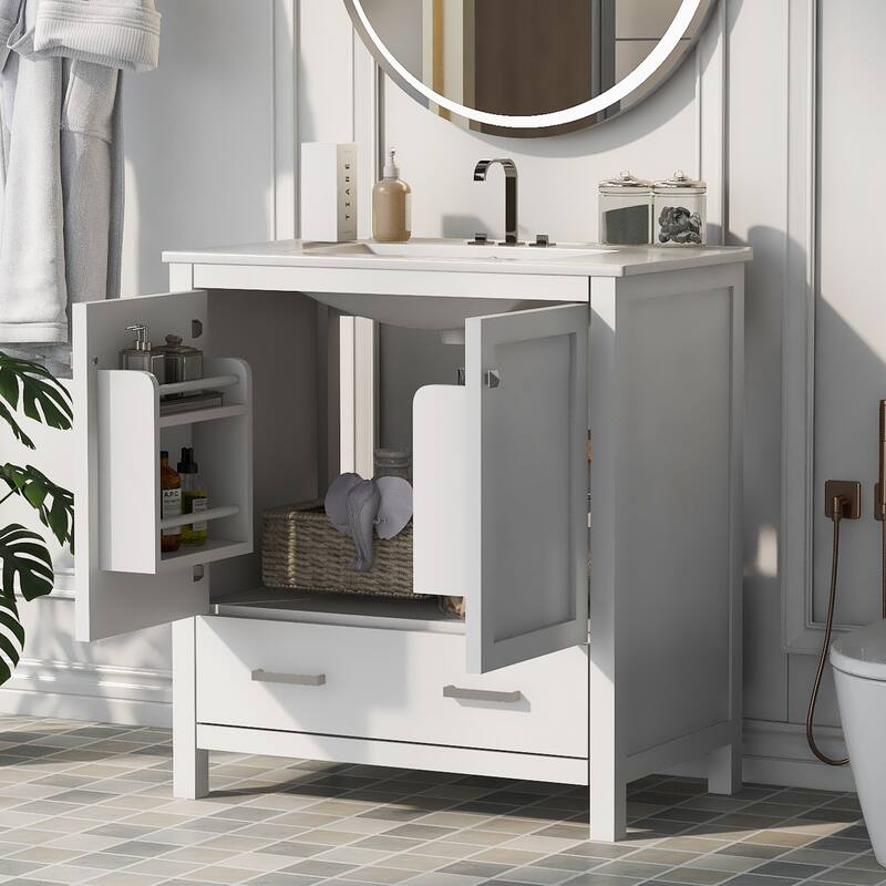 30" Blue Bathroom Vanity with Single Sink,