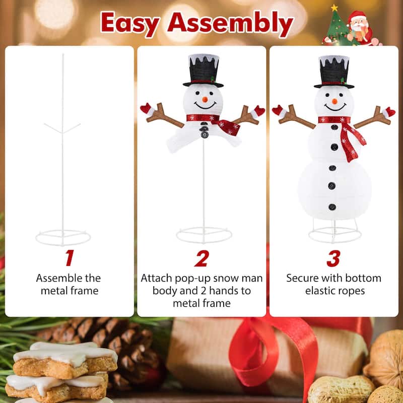 Costway 6ft Lighted Pop-Up Christmas Snowman with Hat and Scarf 180 - as pic shows - See Details
