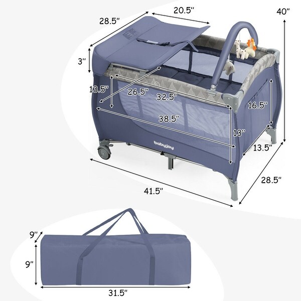 Gymax Foldable Baby Playard Portable Playpen Nursery Center w