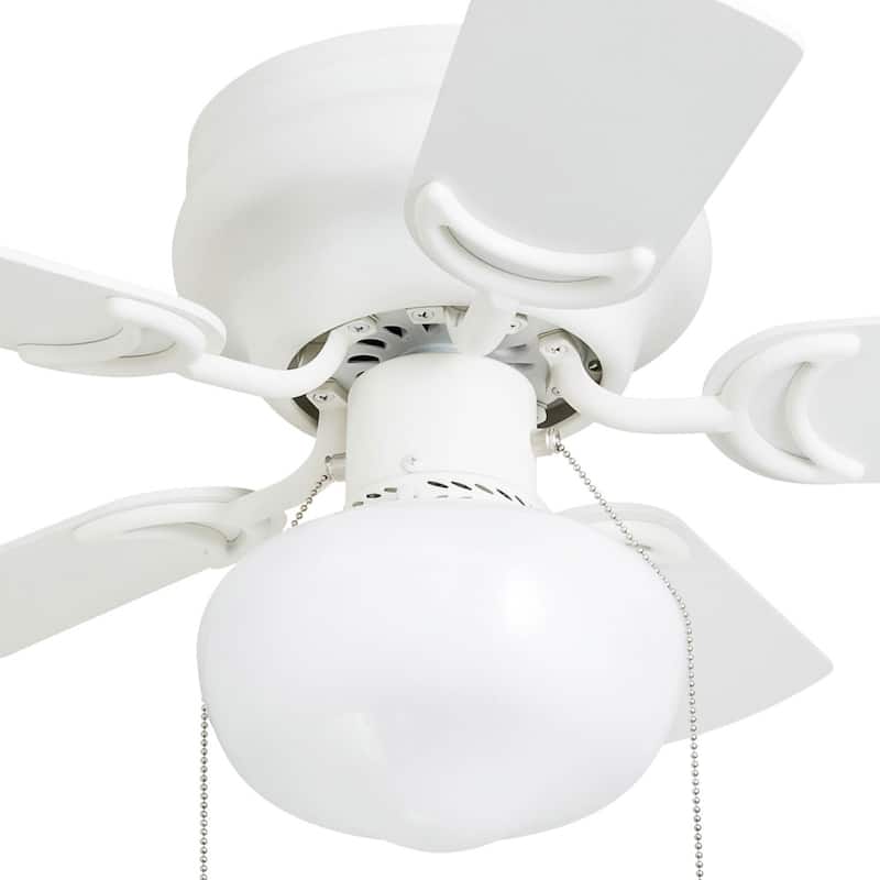 28" Prominence Home Hero White LED Indoor Ceiling Fan with Pull Chain