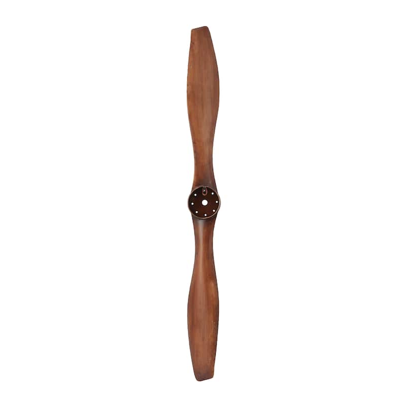 Brown Metal 2 Blade Airplane Propeller Wall Decor with Aviation Detailing