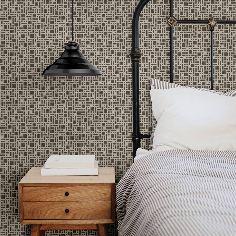 A-Street Prints Bento Brown Geometric Wallpaper