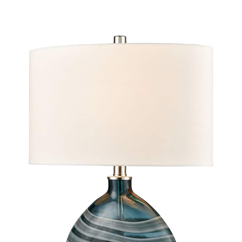 Elk Home Portview Teal With White Linen Shade 1 Light Table Lamp
