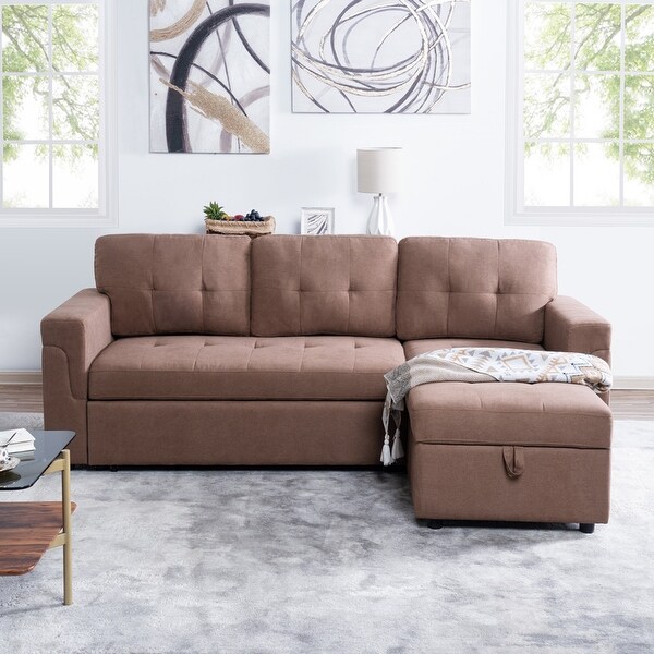 Perry Modern Reversible Sleeper Sectional Sofa with Storage
