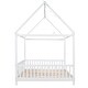 preview thumbnail 13 of 14, Wood Full Size House Bed with Guardrail and LED Light, White