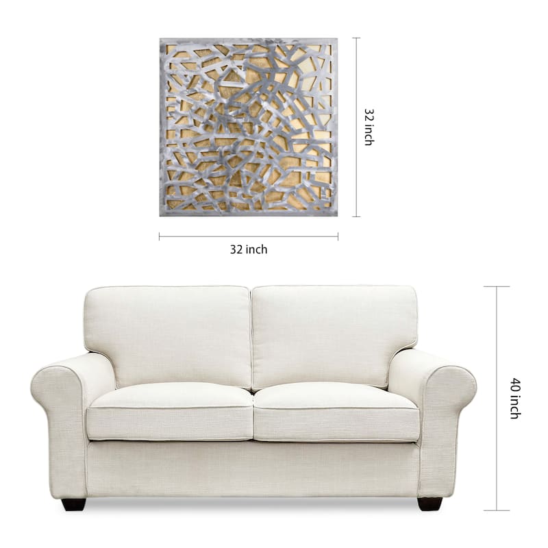 Polished Steel Wall Sculpture Abstract Wall Art with Gold/Silver Leaf