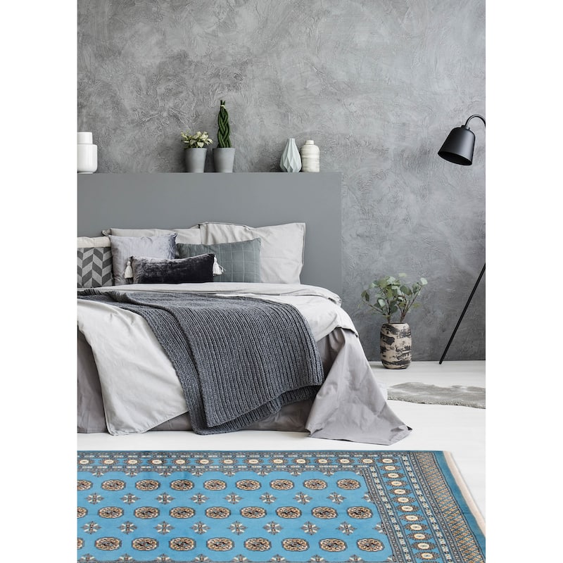 Finest Peshawar Bokhara Blue Rug 5'6" x 8'1" - 5'6 x 8'1