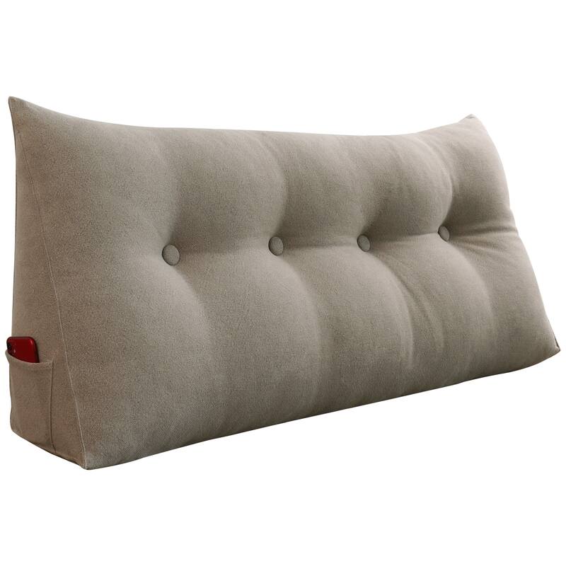 WOWMAX Large Bed Wedge Pillow Headboard Back Support Reading Cushion - Full - Dusty Taupe