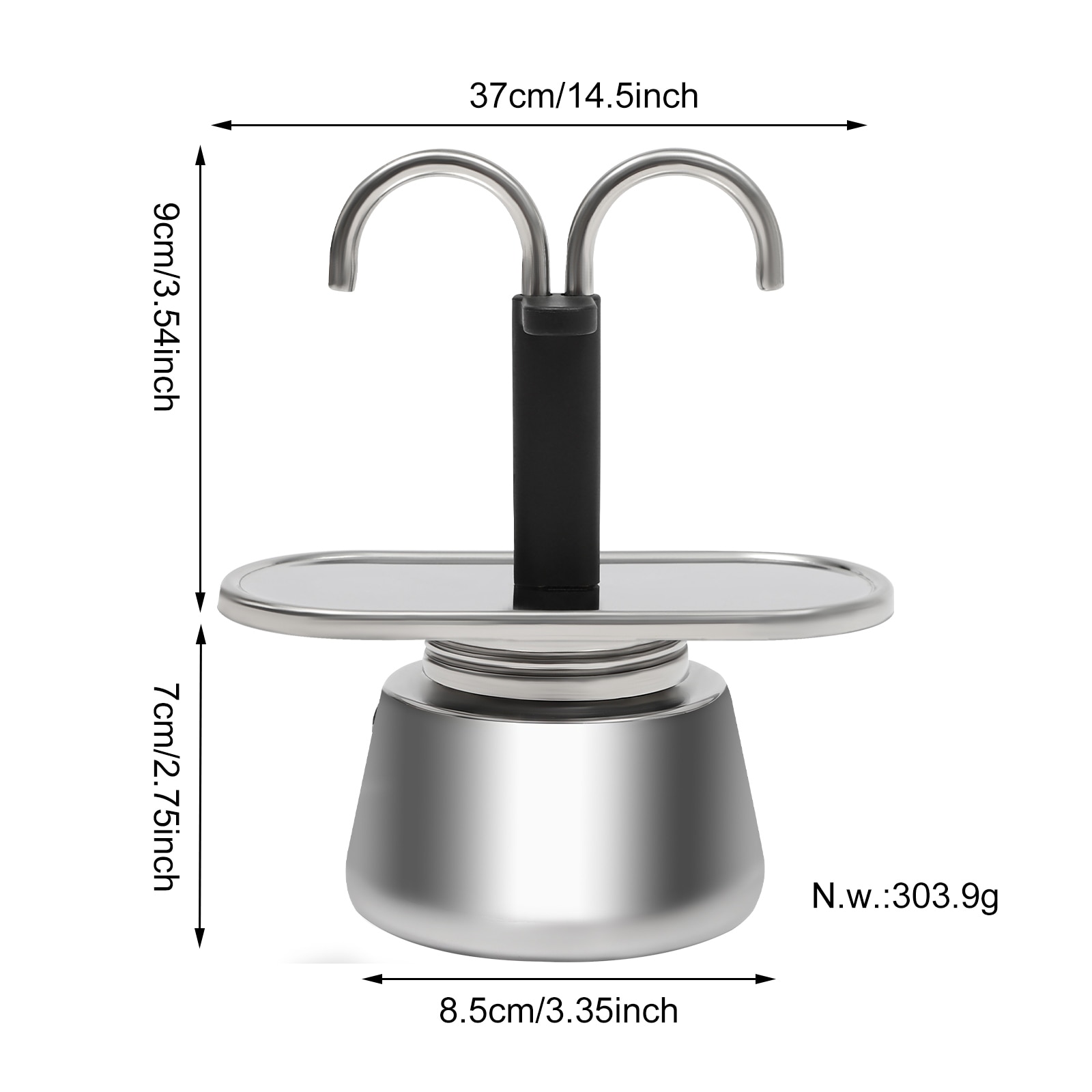Mini 2 Cup Moka Pot Espresso Coffee Maker Silver