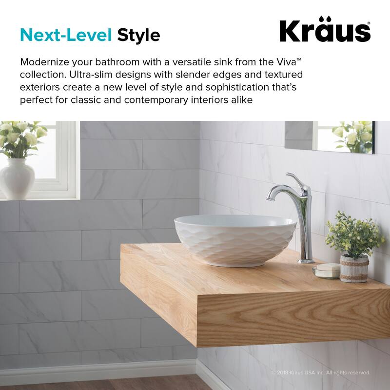 Kraus Viva 16-1/2" Circular Vitreous China Vessel Bathrrom Sink - Less