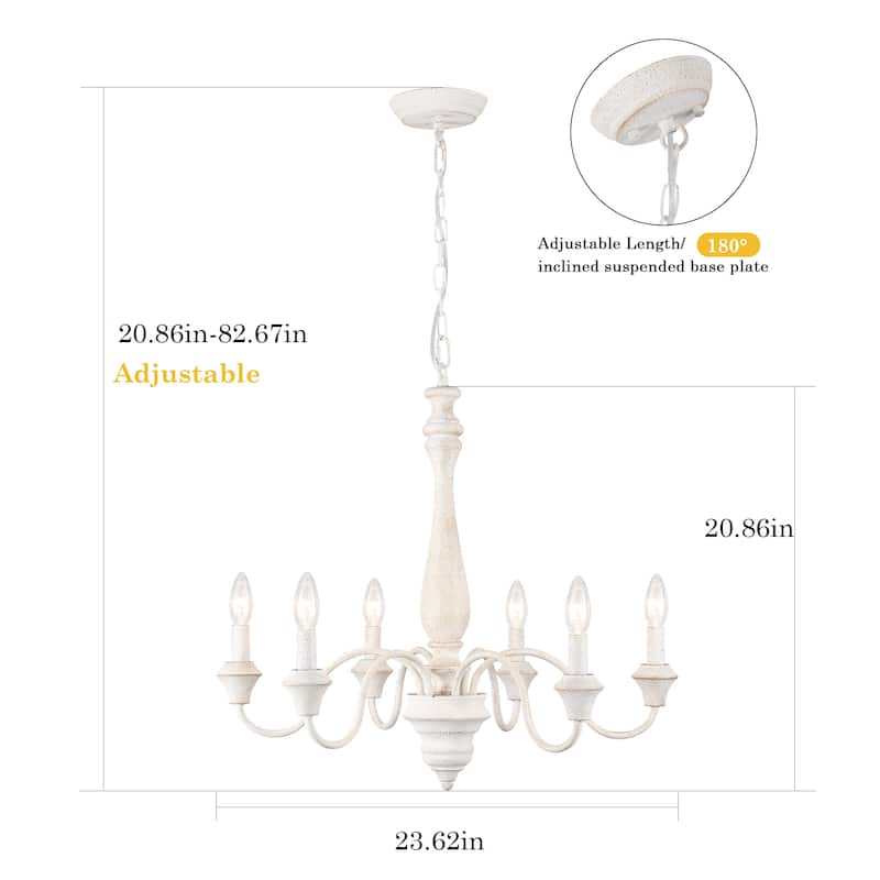 6-Light Farmhouse Branches Chandelier for Bedroom Study Dining Room