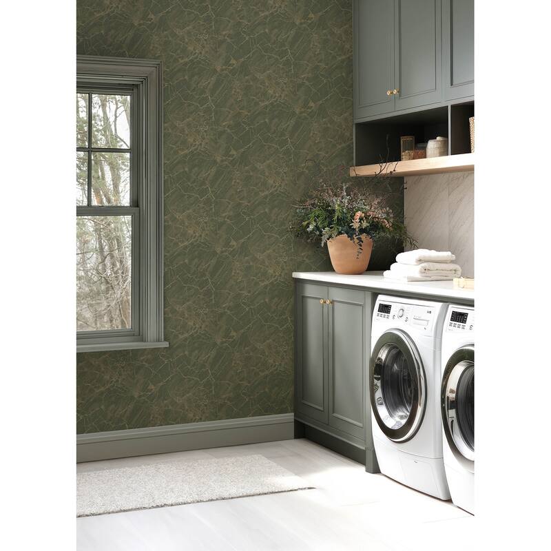 Chris Loves Julia x NuWallpaper Jade Jasper Peel and Stick Wallpaper