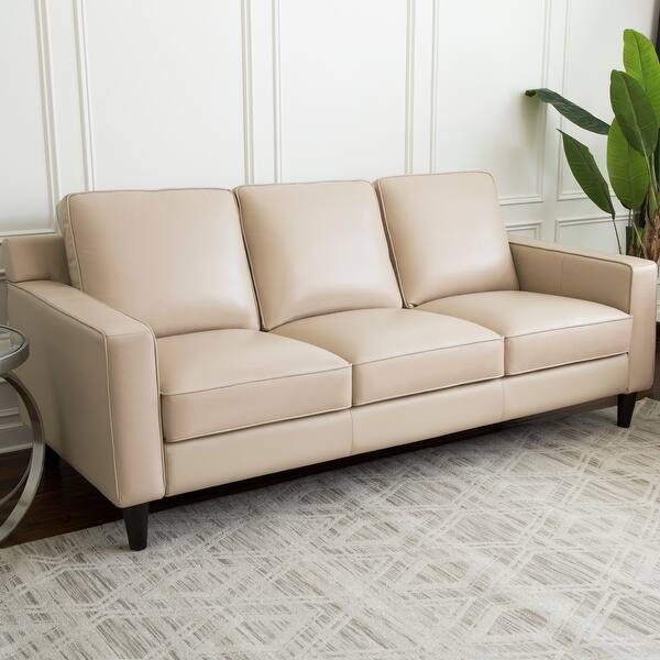 slide 1 of 19, Abbyson Milton Top Grain Leather Sofa