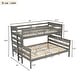 preview thumbnail 5 of 10, Gray Twin XL over Queen Size Solid Wood Bunk Bed with Ladder & Fence