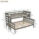 preview thumbnail 5 of 10, Gray Twin XL over Queen Size Solid Wood Bunk Bed with Ladder and Fence for Kids