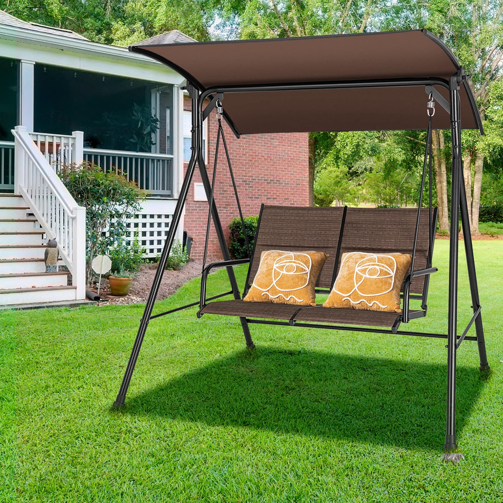 Costway 2 persons outdoor hanging canopy hammock porch swing shop